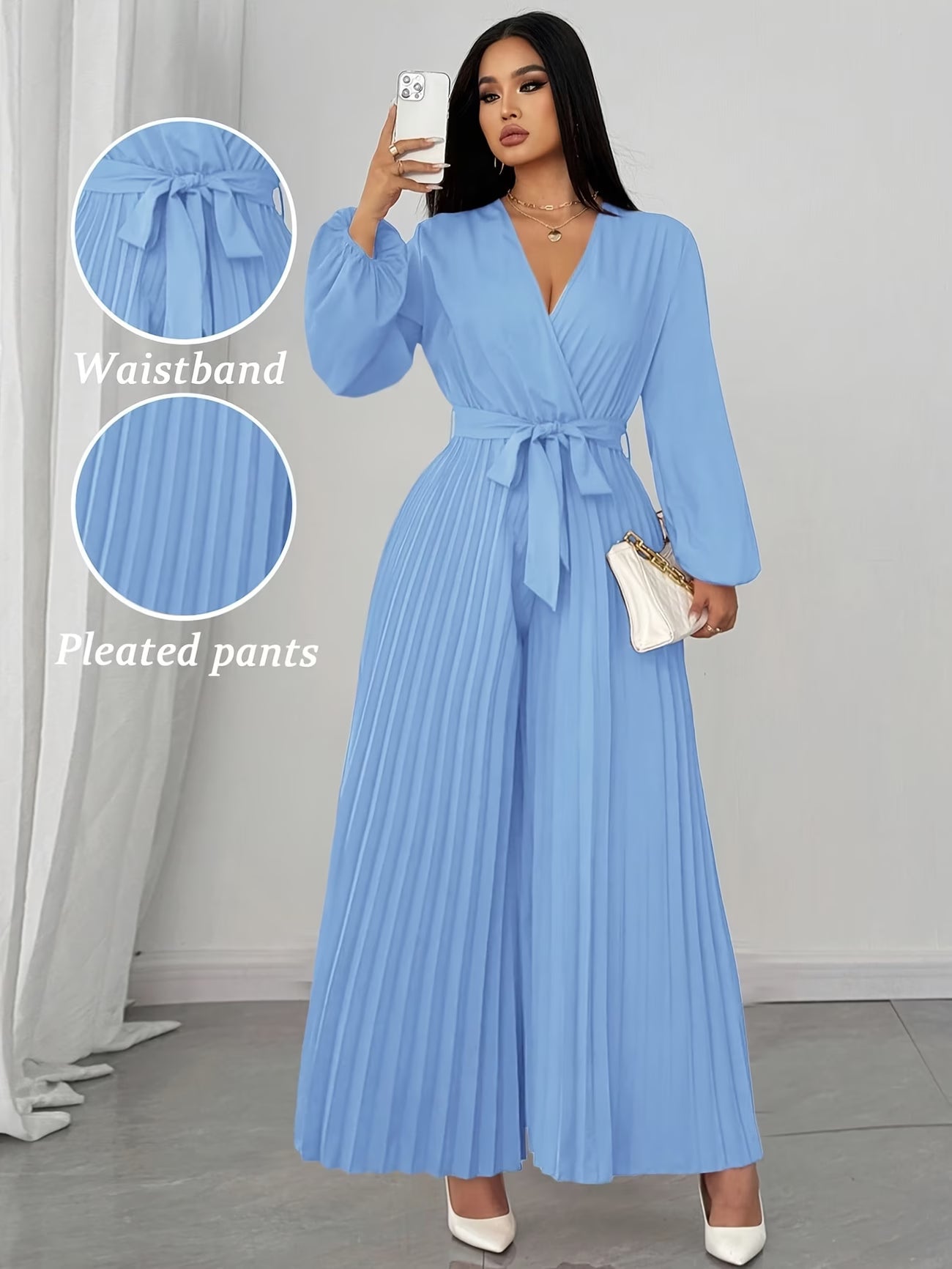 Plus Size Deep V-Neck Jumpsuit for Women