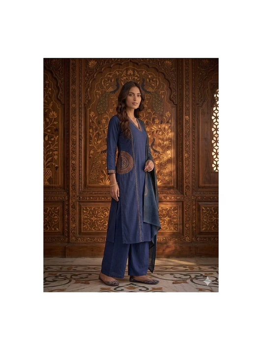 Navy color Royal Kurta Palazzo Set 💙