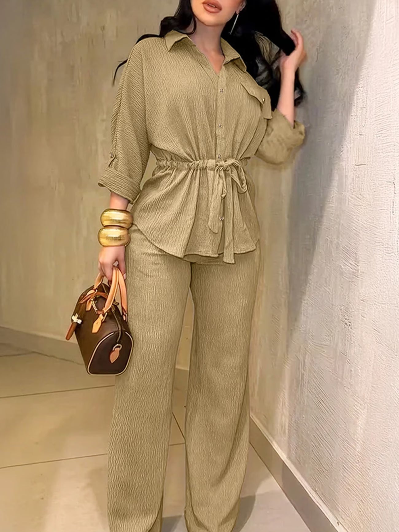 Chic Drawstring Wide-Leg Co-Ord Set