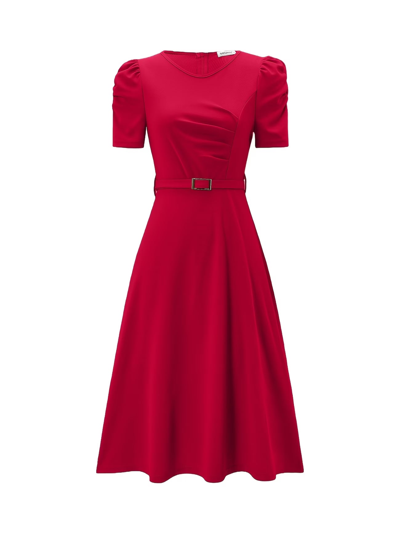 Women's Elegant V-Neck Ruffle Midi Dress with Waist Belt