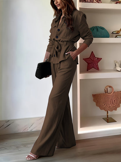 Chic Drawstring Wide-Leg Co-Ord Set