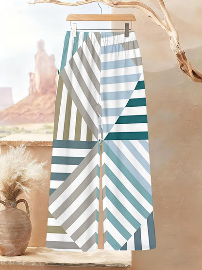 Women’s Color-Block Striped Top & Pants Set