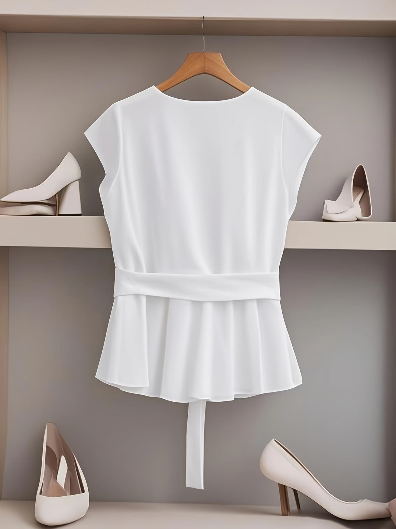 Summer French Solid Two-Piece Set – Elegant Women’s Top & Pants Suit