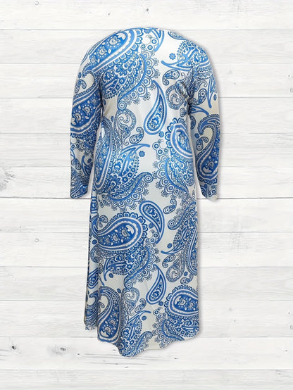 Elegant Marble Pattern Longline Top – Stylish Crew Neck Commuter & Party Wear