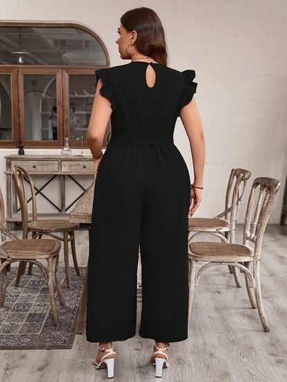 Elegant Ruffle V-Neck Belted Bodysuit – Solid Color Chic Women’s Top