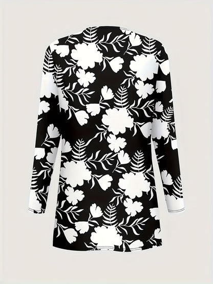 Women’s Stylish 3-Piece Set – Solid Cardigan, Casual Vest & Printed Palazzo Pants