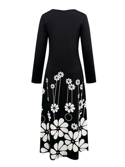 Elegant Marble Pattern Longline Top – Stylish Crew Neck Commuter & Party Wear
