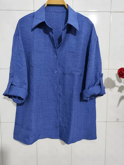 Women’s Linen Two-Piece Co-Ord Set – Breathable Casual Shirt & Comfortable Pants for Spring & Summer
