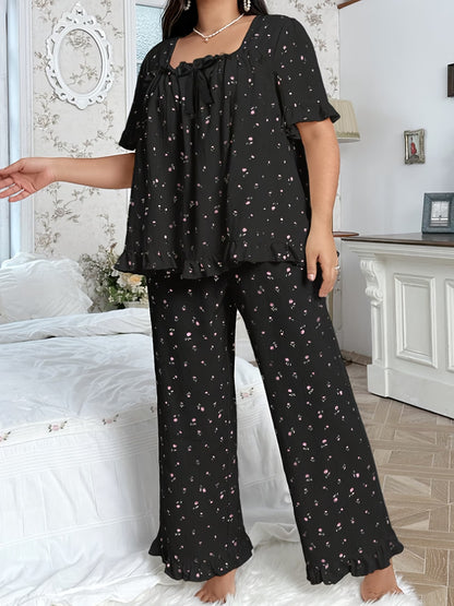 Chic Bow Print Lounge Co-Ord Set