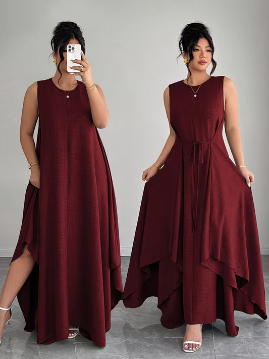 Elegant Tie-Belt A-Line Dress💖