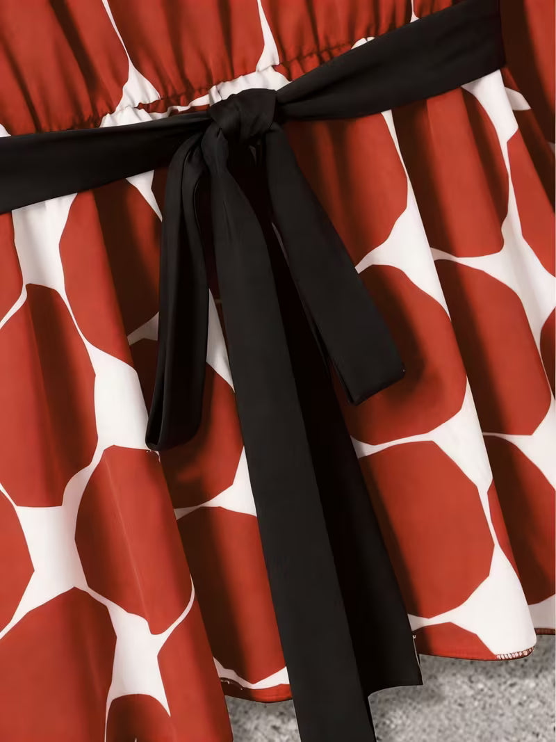 Plus Size Polka Dot Tie-Front 2-Piece Set