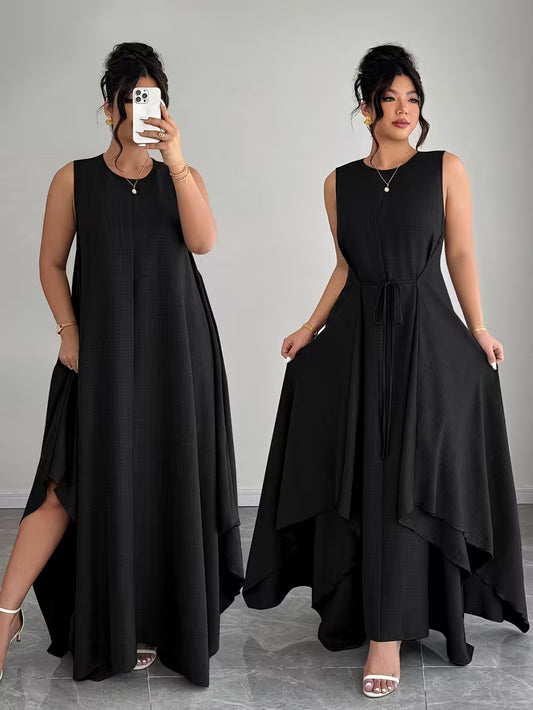 Elegant Tie-Belt A-Line Dress💖