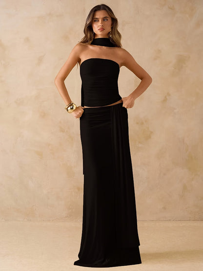 Elegant Draped Bodycon Co-Ord Set 💖