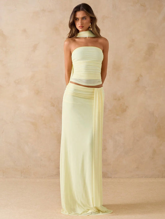 Elegant Draped Bodycon Co-Ord Set 💖