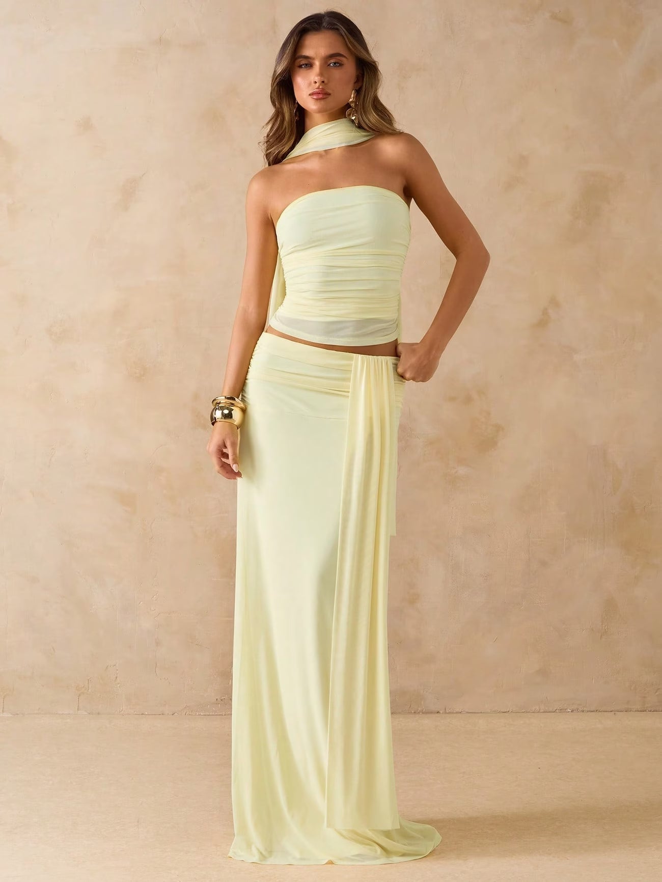 Elegant Draped Bodycon Co-Ord Set 💖