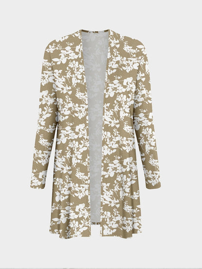 Elegant Printed Cape Coat with Solid Inner Top & Casual Trousers – Stylish 3-Piece Women’s Suit