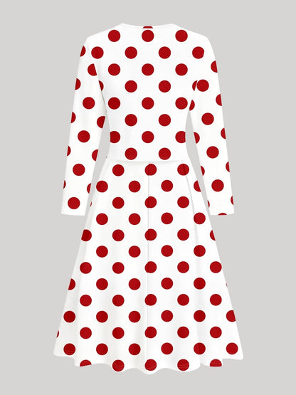 Women’s Elegant Polka Dot Dress with Open Front Jacket & Belt – Stylish 2 Piece Outfit Set