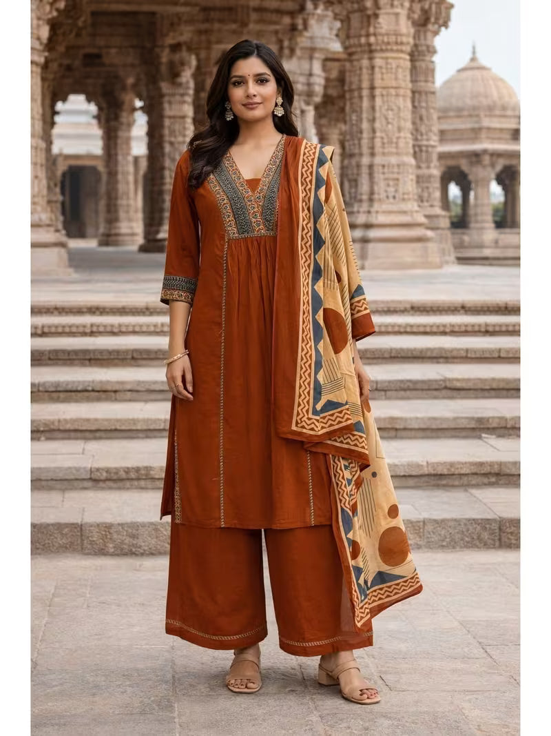 Brown Royal Kurta Palazzo Set 🤎