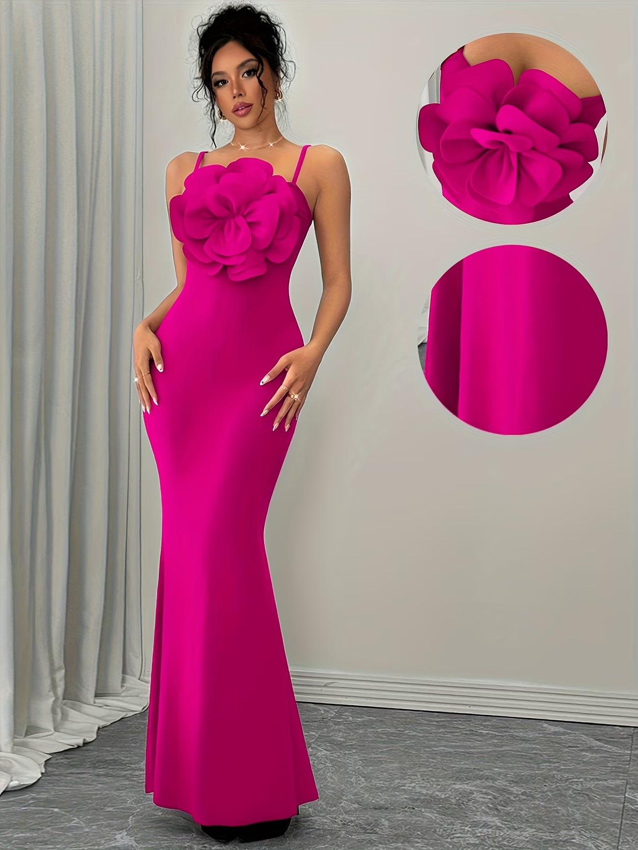 Women's Elegant 3D Floral Statement Maxi Dress