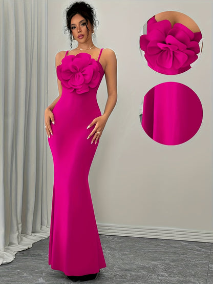 Women's Elegant 3D Floral Statement Maxi Dress