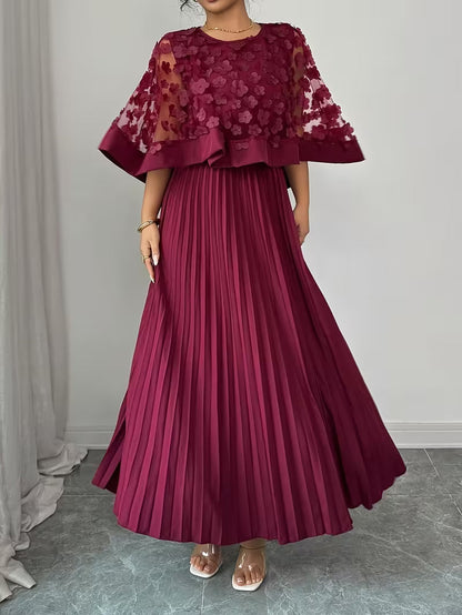 Women’s Elegant 3D Floral Appliqué Dress