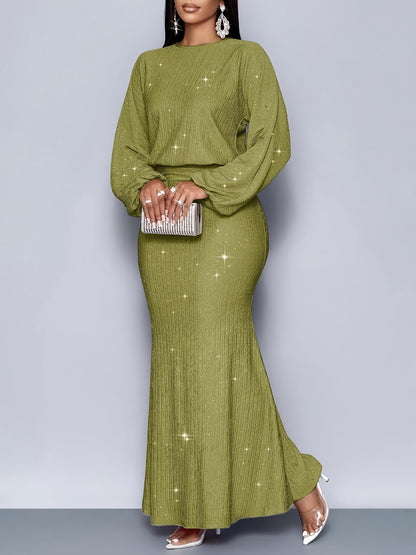 Women's Elegant Mermaid Hem Long Sleeve Bodycon Dress