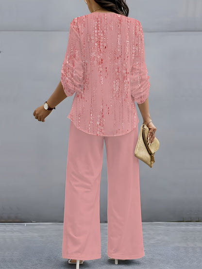 Printed V-Neck Lounge Set