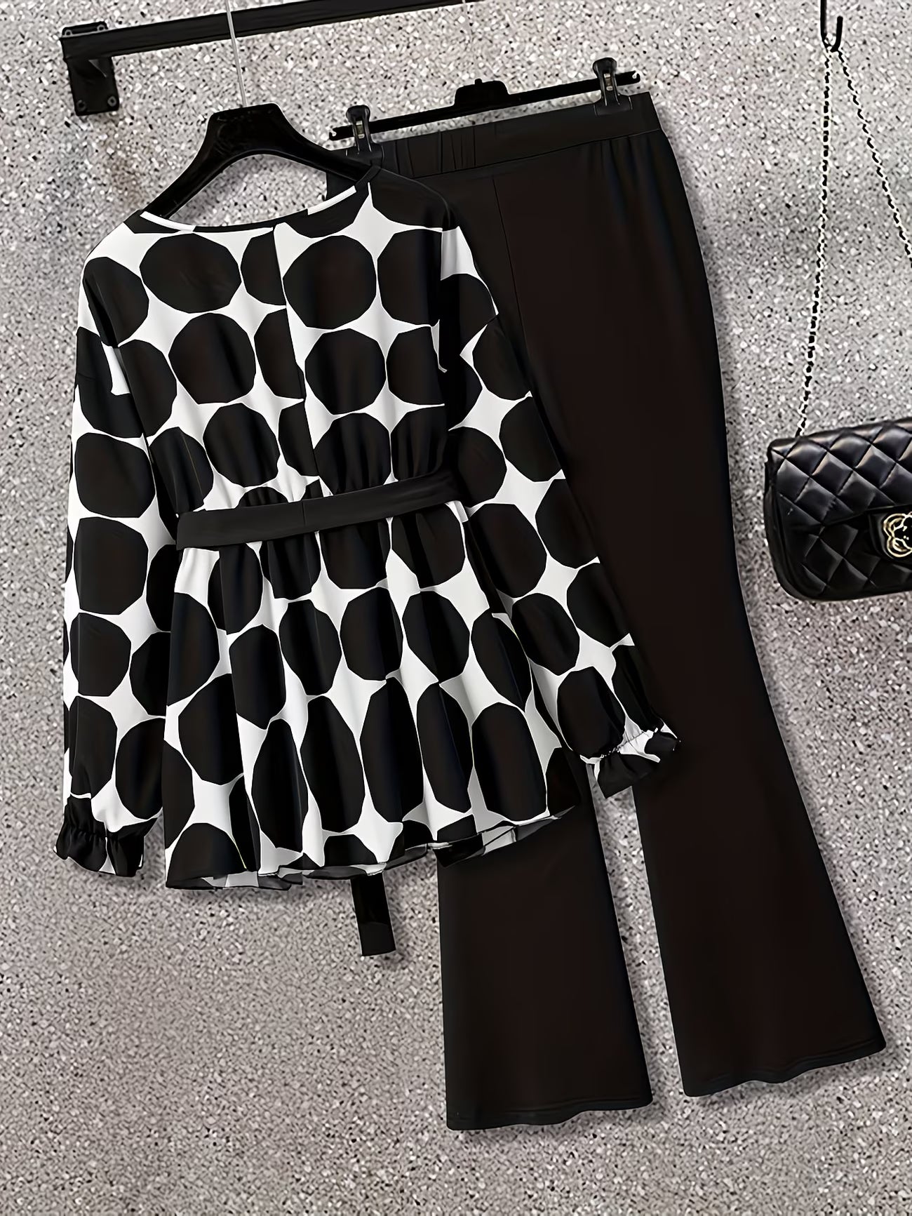 Women's Elegant Waist-Tied Top & Flared Pants Two-Piece Set