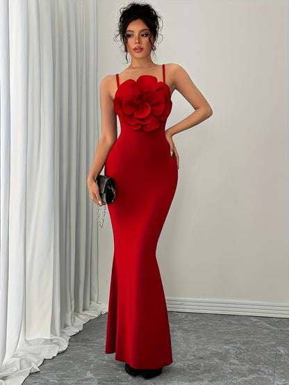 Women's Elegant 3D Floral Statement Maxi Dress