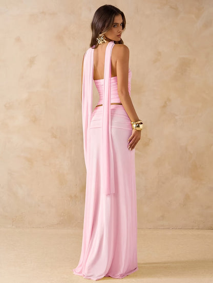 Elegant Draped Bodycon Co-Ord Set 💖
