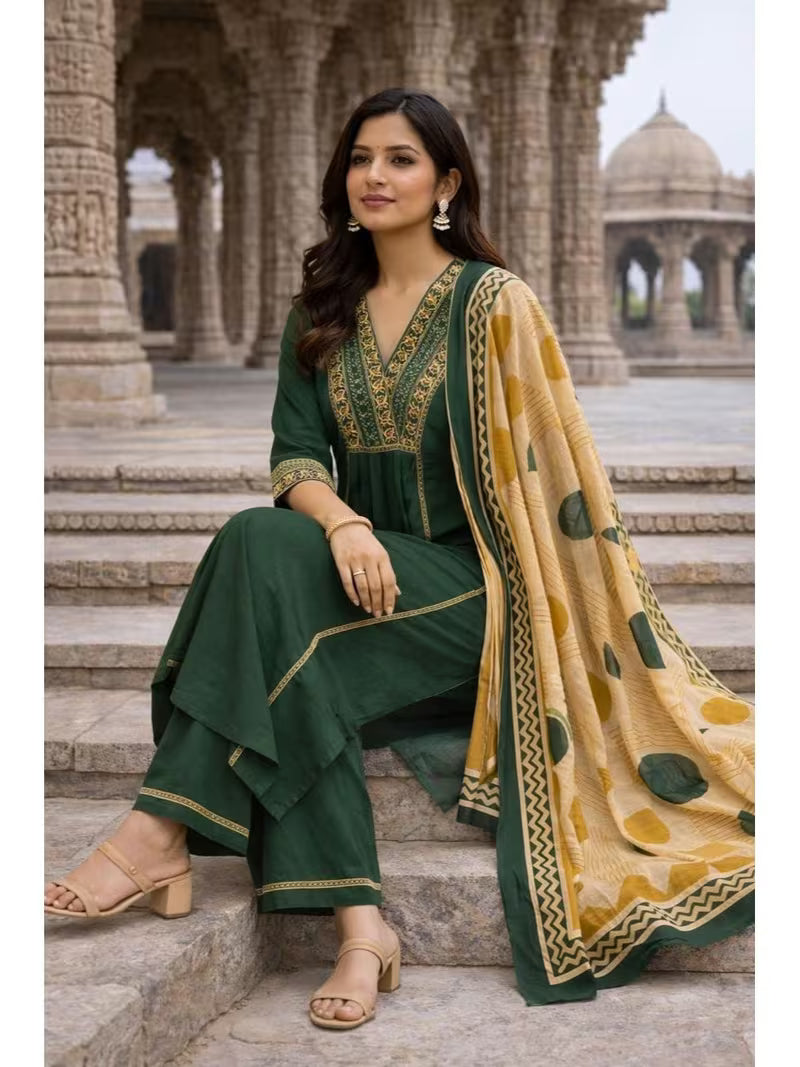 Green Royal Kurta Palazzo Set 💚
