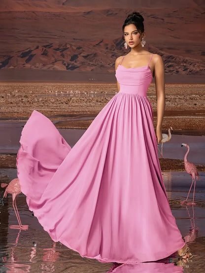 Chiffon Strapless Formal Gown – Stylish Ruched Waist Party Dress