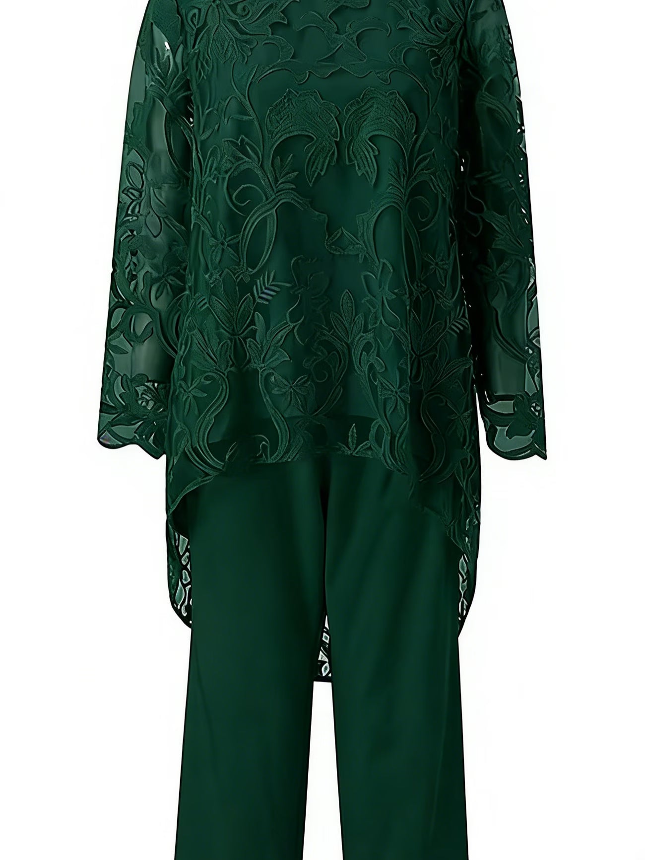 Elegant Lace Chiffon Pantsuit