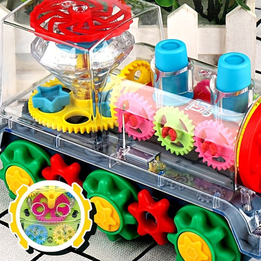 🚂 Electric Transparent Gear Train Toy with Lights & Music 4