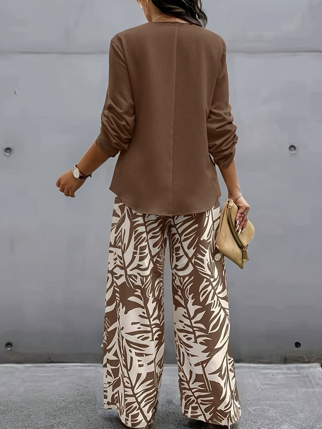Elegant Long Sleeve Top + Pants Set Spring-Summer