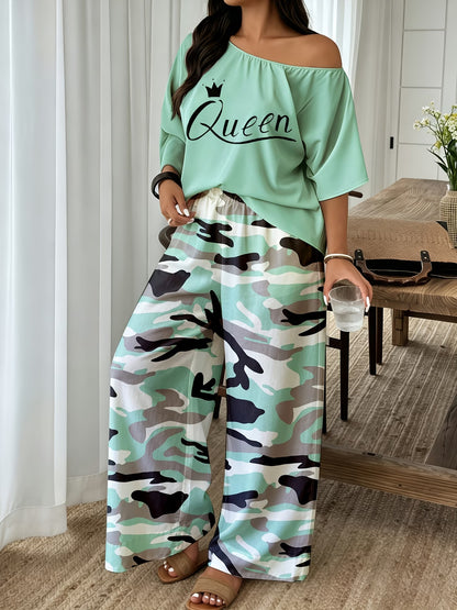 Neon Queen Camo Lounge Co-Ord Set