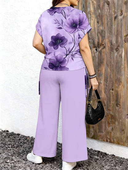 Women's Minimalist Print Top & Loose Pants Two-Piece Set