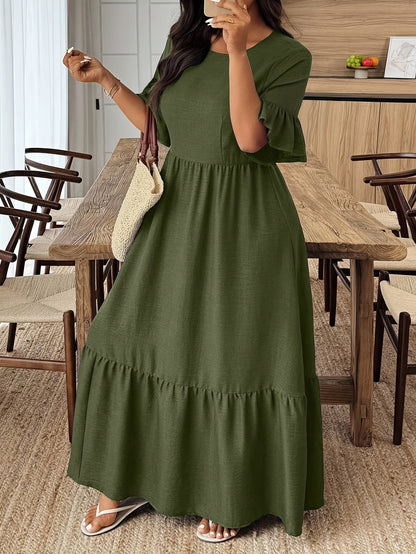Graceful Summer Printed A-Line Maxi Dress