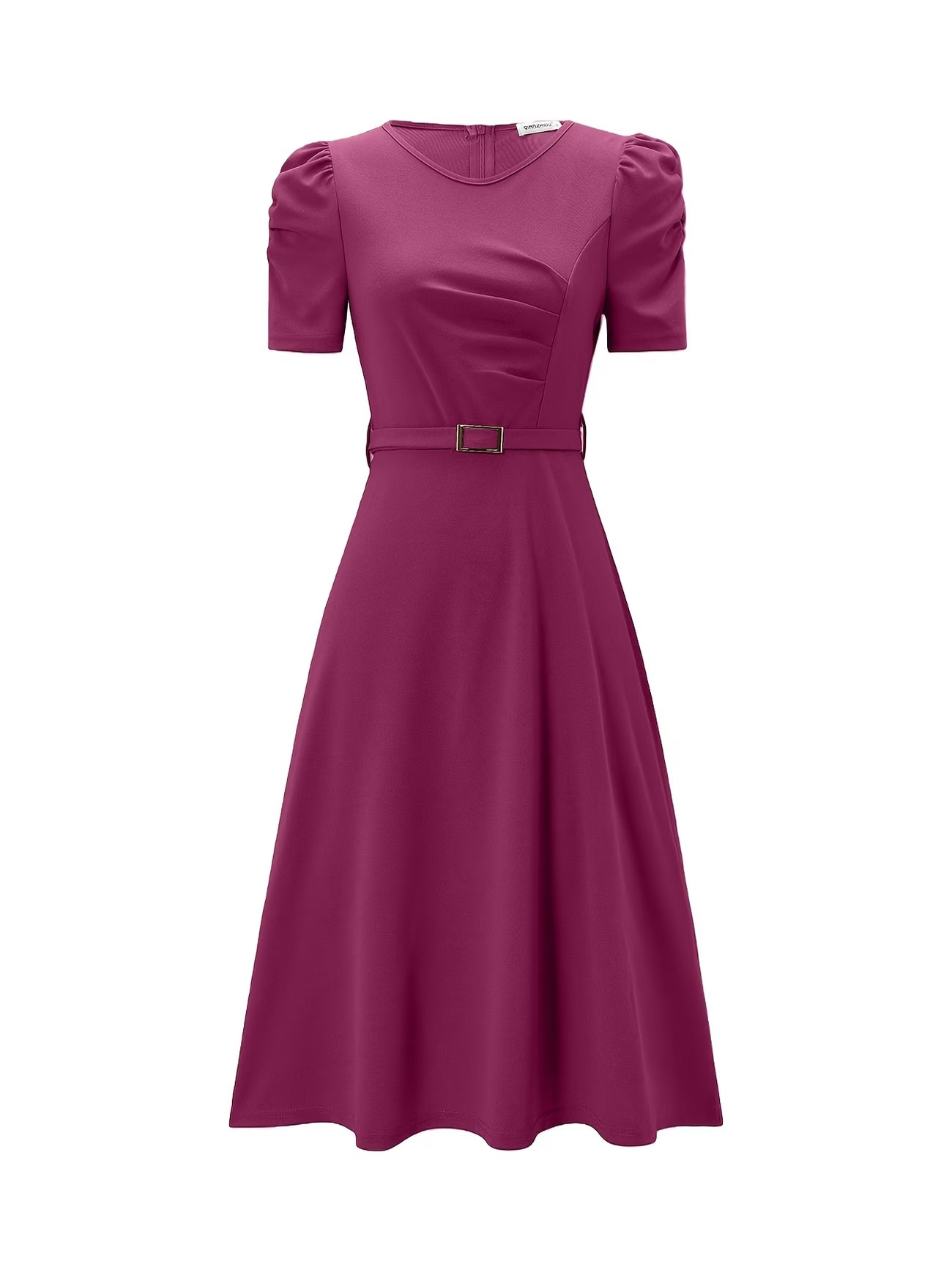 Women's Elegant V-Neck Ruffle Midi Dress with Waist Belt