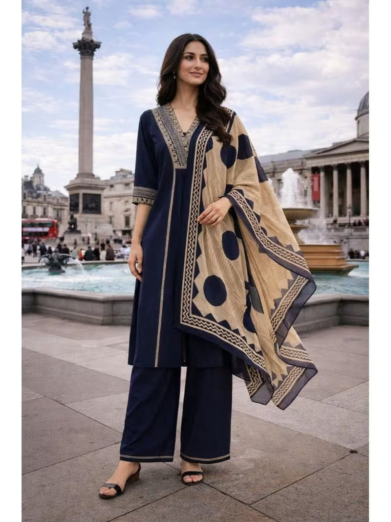 Navy Royal Kurta Palazzo Set 💙