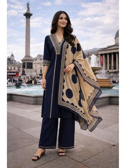 Navy Royal Kurta Palazzo Set 💙