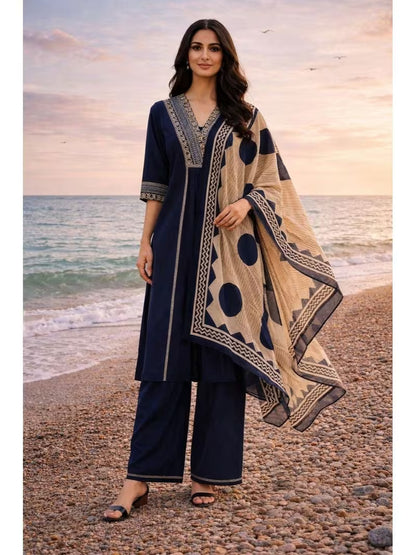 Navy Royal Kurta Palazzo Set 💙