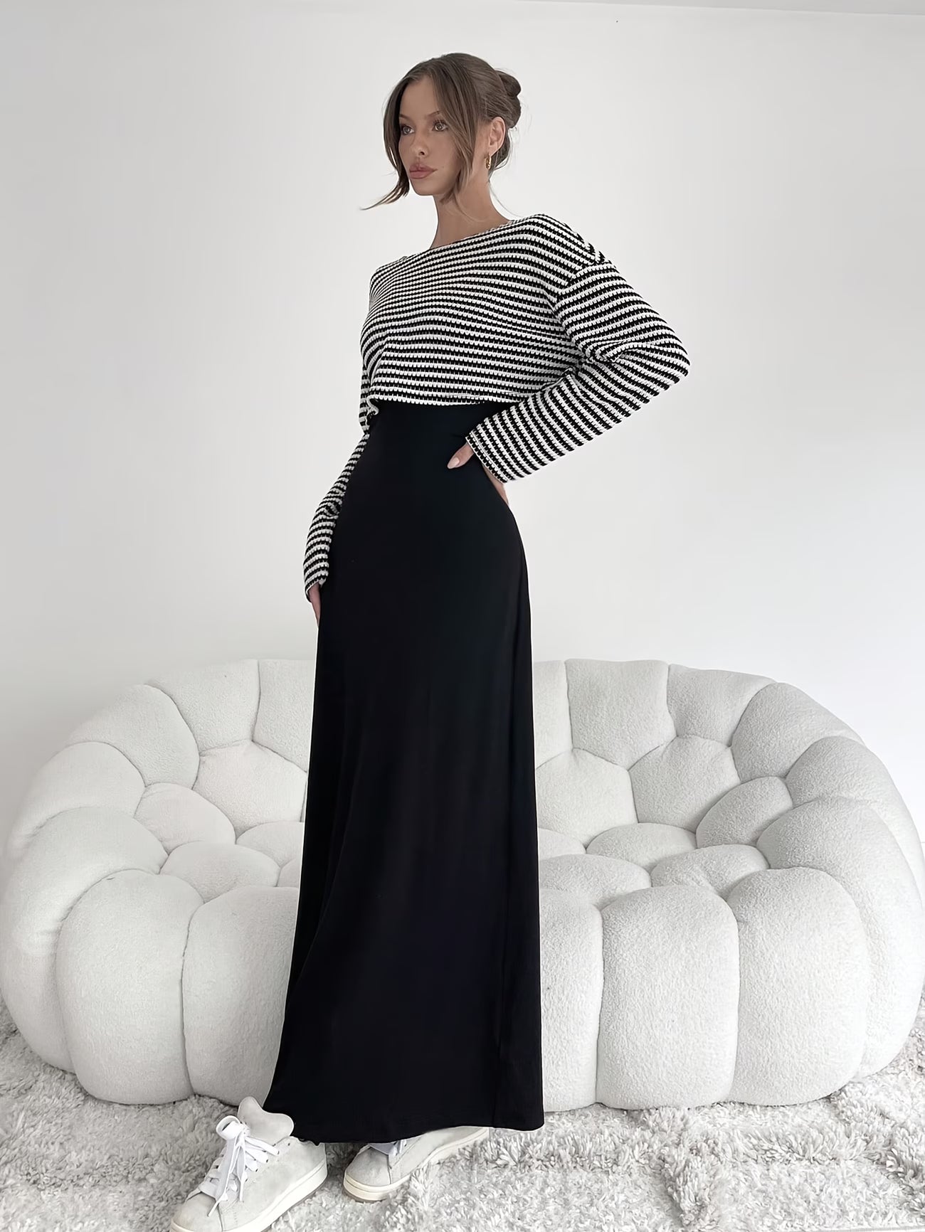 Chic Layered Stripe Dress Set