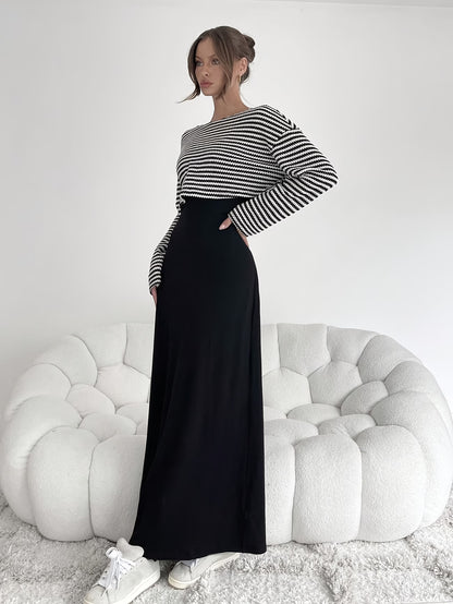 Chic Layered Stripe Dress Set