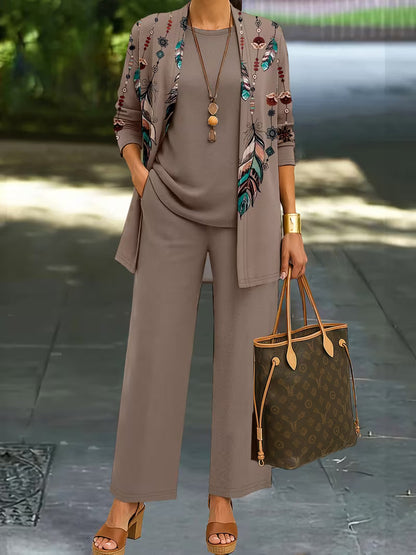 Women’s 3pcs Cardigan, Vest & Pants Fashion Set