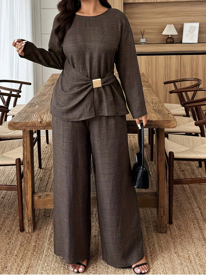 Elegant Pleated Waist Tie Co-Ord Set