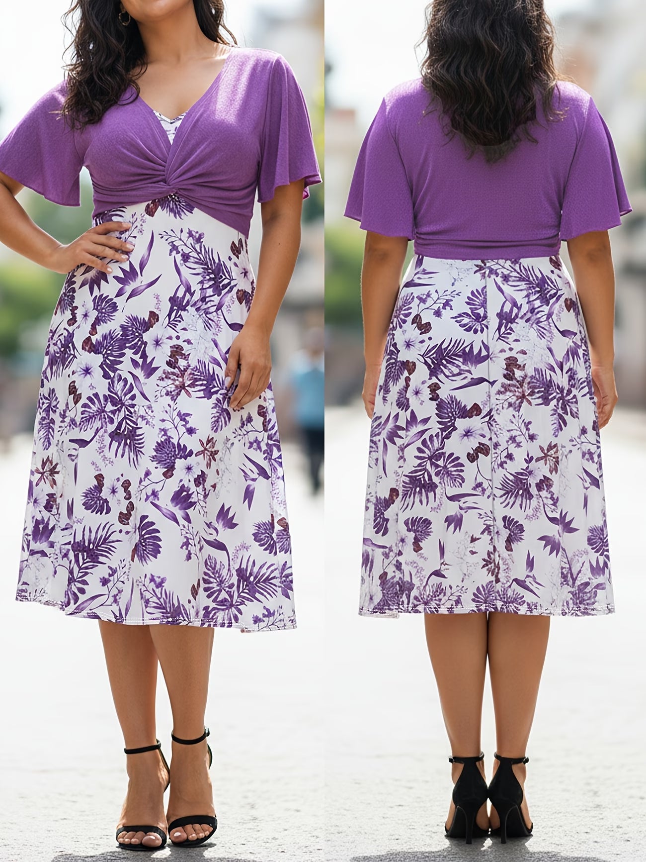 Women Summer Vacation Floral Dress & Top 2-Piece Set