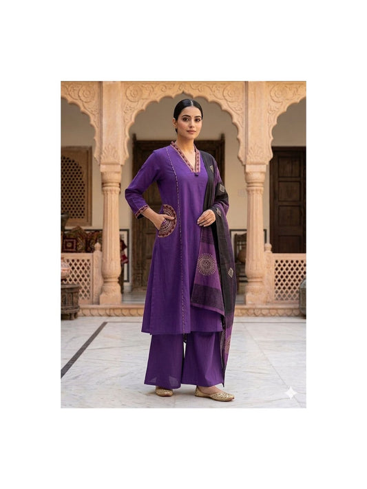 Purple Royal Kurta Palazzo Set 💜