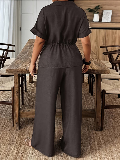Chic Drawstring Wide-Leg Co-Ord Set