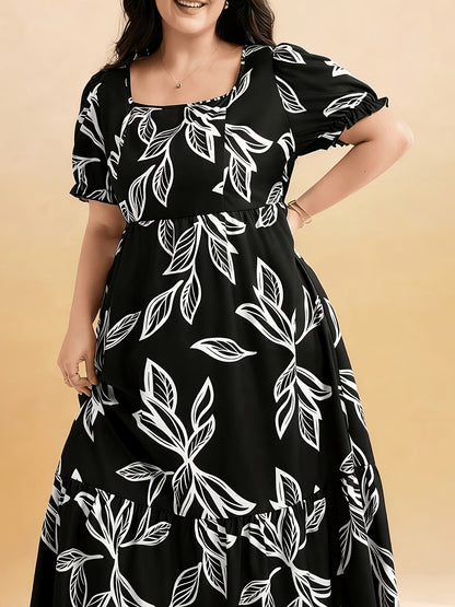 Graceful Summer Printed A-Line Maxi Dress